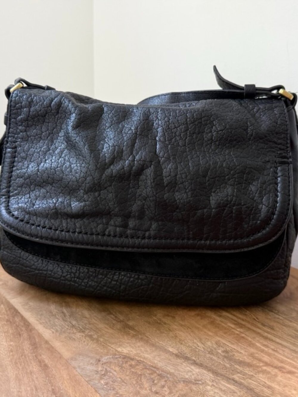 FOSSIL Peyton Black Leather Double Flap Crossbody Bag